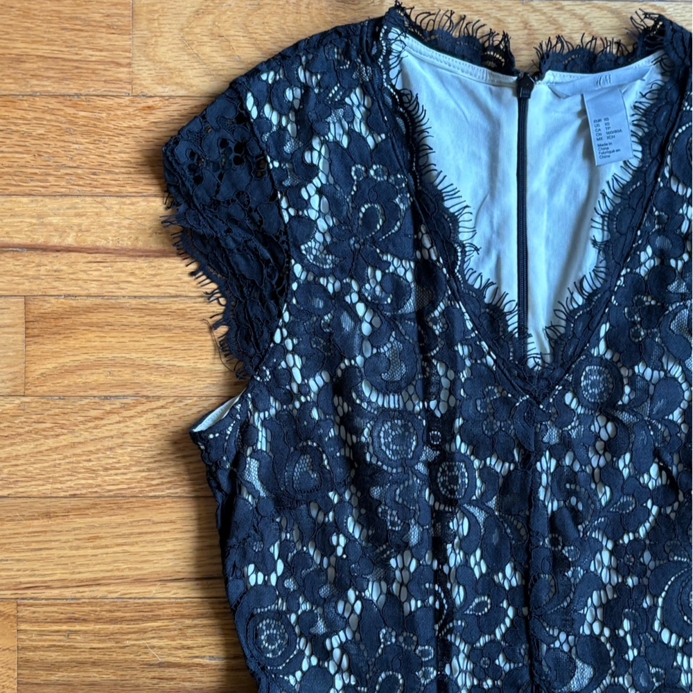 H&M Black Lace Fit and Flair Dress XS